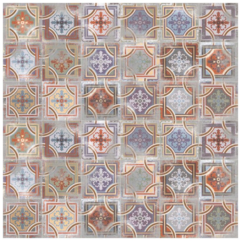 Płytka Comillas dekor 20x20 w stylu vintage z geometrycznym wzorem w fiolecie beżu i szarości - zdjęcie nr: 2