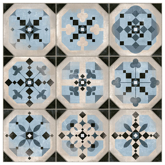 Płytka Stanley 31,6x31,6 z matowym patchworkowym wzorem w odcieniach błękitu i beżu