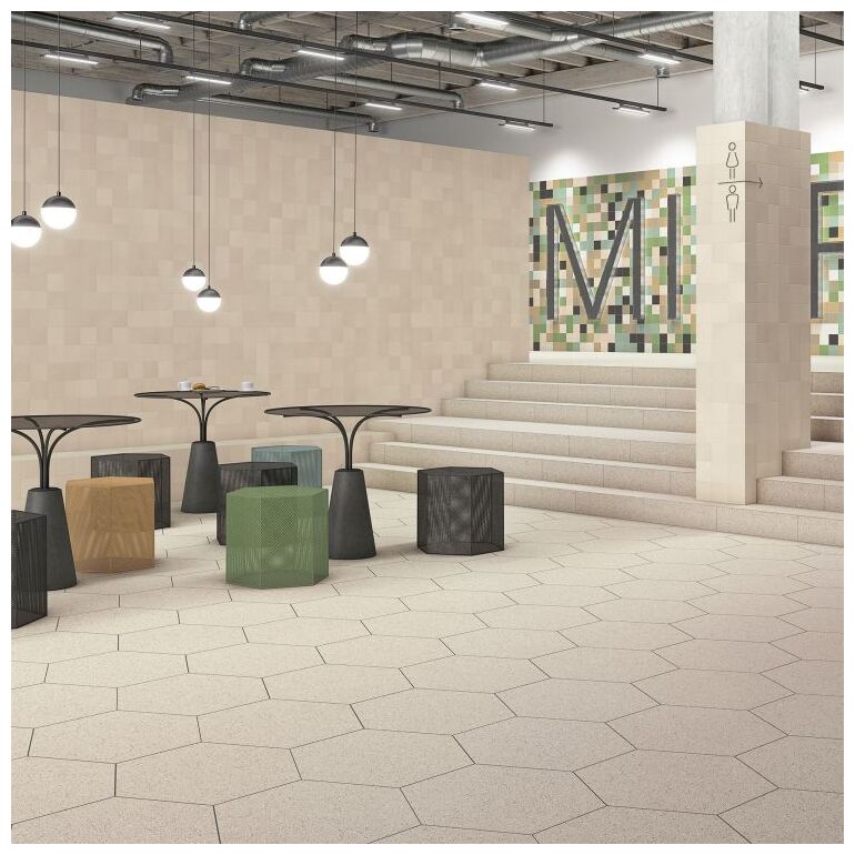 vives micra crema hexagono gres rektyfikowany 51.9x59.9 