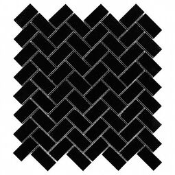 Dunin, Black&White, DUNIN BLACK&WHITE PURE BLACK HERRINGBONE 48 MOZAIKA KAMIENNA 28.5X30.5 