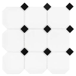Dunin, Black&White, DUNIN OCTAGON WHITE 95 MOZAIKA GRESOWA 29.6X29.6 