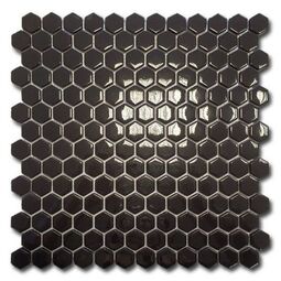 el casa enamel hexagon negro brillo mozaika 29.8x30.8 