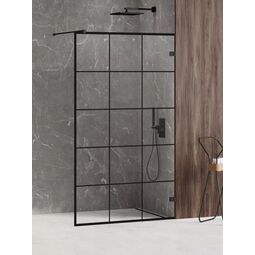 New Trendy, Avexa Black, NEW TRENDY AVEXA BLACK KABINA WALK-IN WZÓR KRATKA. SZKŁO CZYSTE 6MM 100X200 (EXK-2023) 