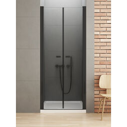 new trendy new soleo black drzwi prysznicowe wnękowe dwudrzwiowe. szkło czyste 6mm 150x195 (d-0249a) 