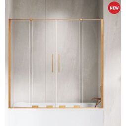 new trendy smart miedź szczotkowana drzwi prysznicowe wnękowe. szkło czyste 8mm 160x150 (exk-7812)