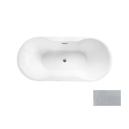 Besco, Navia, BESCO NAVIA GLAM 150 SREBRNA WANNA WOLNOSTOJĄCA+ MASKOWNICA SYFONU Z PRZELEWEM BIAŁA 150X80 (WA-150-NSB) 