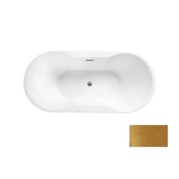 Besco, Navia, BESCO NAVIA GLAM 150 ZŁOTA WANNA WOLNOSTOJĄCA+ MASKOWNICA SYFONU Z PRZELEWEM BIAŁA 150X80 (WA-150-NZB) 