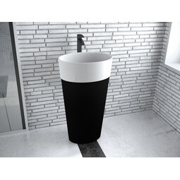 besco uniqa black & white umywalka wolnostojąca + klik-klak biały 32x46x84 (umd-u-wbww)