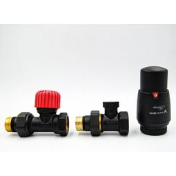 Varioterm, Zawory / Akcesoria, VARIOTERM ZESTAW INSTALACYJNY ELEGANT WERSJA PROSTA Z GŁOWICĄ PRESTIGE CZARNY MAT ELGS0224C/FP 