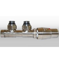 Varioterm, Zawory / Akcesoria, VARIOTERM ZESTAW TWINS 3/4X3/4 KĄTOWY PRAWY NIKIEL SZLIFOWANY + NYPEL 2SZT. 1/2 X 3/4 