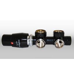 varioterm zestaw twins 3/4x3/4 kątowy lewy czarny (połysk) + nypel 2 szt. 1/2x3/4