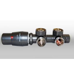 varioterm zestaw twins 3/4x3/4 kątowy lewy grafit metaliczny (połysk) + nypel 2szt. 1/2x3/4