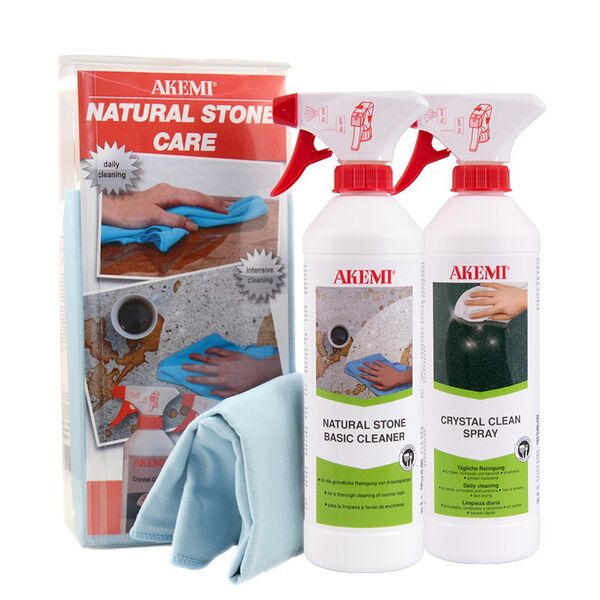 akemi natural stone care set + gratis zestaw do mycia blatów i podłóg z kamienia 