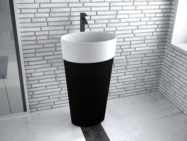 besco uniqa black & white umywalka wolnostojąca + klik-klak biały 32x46x84 (umd-u-wbww) 