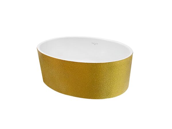 besco uniqa glam złota umywalka nablatowa + klik-klak biały 32x46x17 (umd-u-ngzw) 