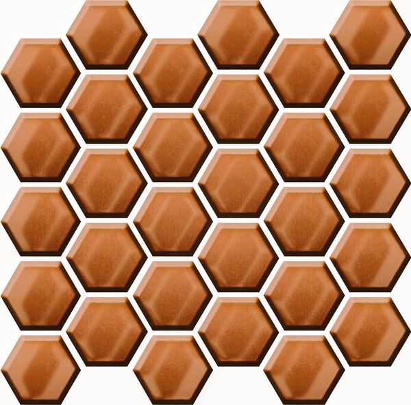 bianca copper glass hexagon mozaika 25x25 