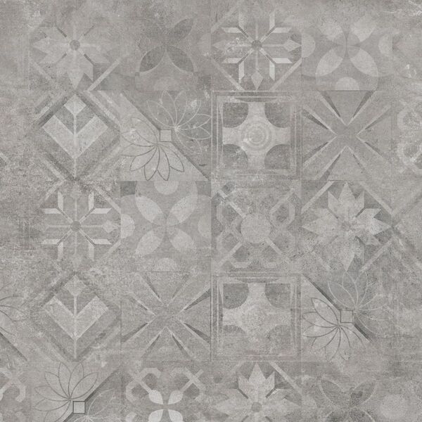 cerrad softcement silver patchwork dekor poler rektyfikowany 59.7x59.7 PŁYTKA PATCHWORK