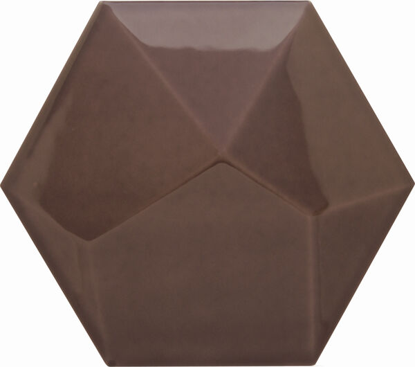 decus hexagono piramidal chocolate brillo płytka ścienna 15x17 
