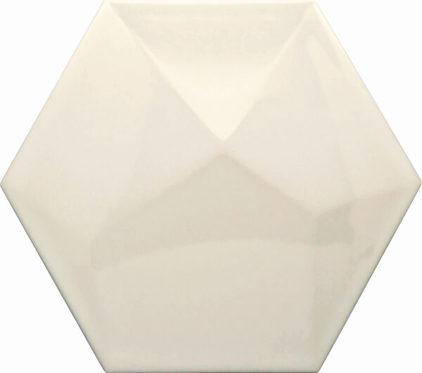decus hexagono piramidal crema brillo płytka ścienna 15x17 