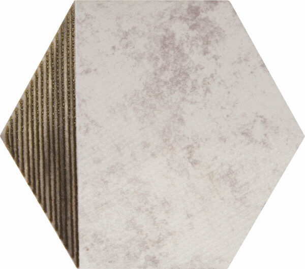 decus hexagono piramidal crema metalic dekor 15x17 