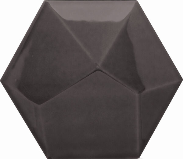 decus hexagono piramidal grafito brillo płytka ścienna 15x17 
