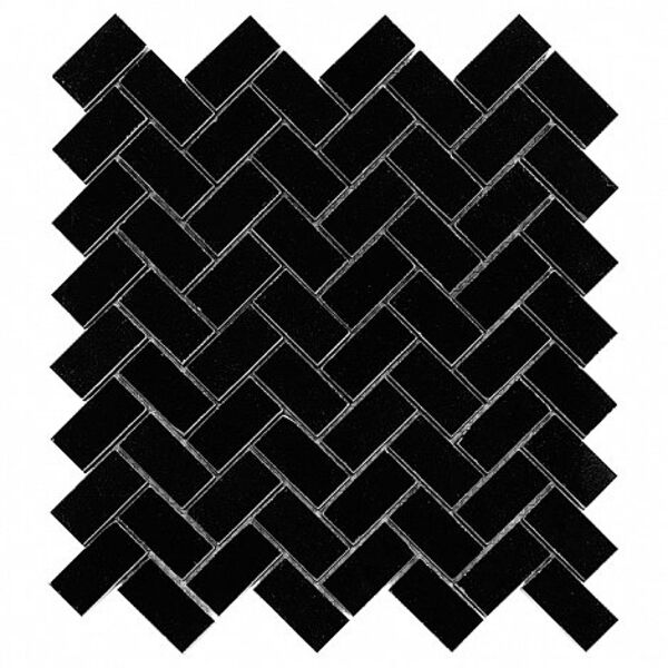 dunin black&white pure black herringbone 48 mozaika kamienna 28.5x30.5 
