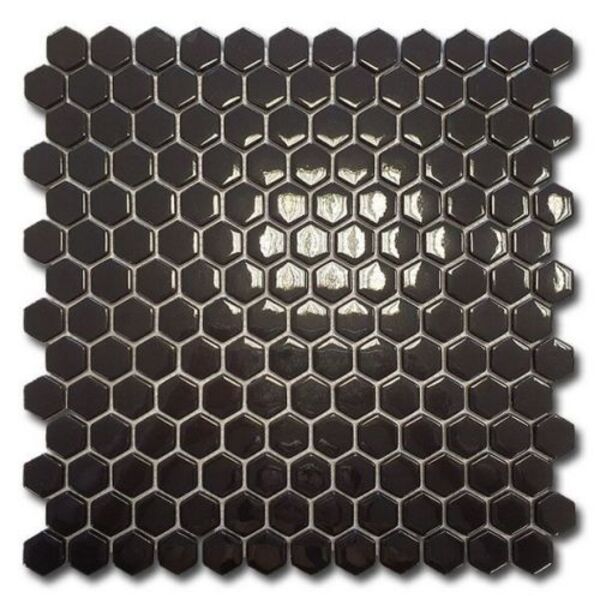 el casa enamel hexagon negro brillo mozaika 29.8x30.8 
