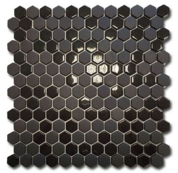 el casa enamel hexagon negro mix soft/brillo mozaika 29.8x30.8 