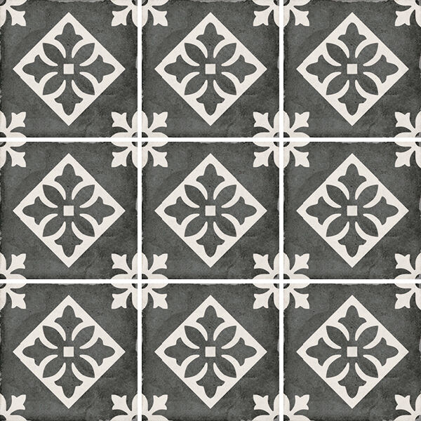 equipe ceramicas art nouveau padua black gres dekor 20x20 (24416) 