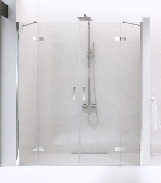 new trendy new renoma drzwi prysznicowe wnękowe dwudrzwiowe. szkło czyste 6mm 190x195 (d-0099a/d-0100a) 