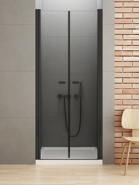 new trendy new soleo black drzwi prysznicowe wnękowe dwudrzwiowe. szkło czyste 6mm 100x195 (d-0216a) 