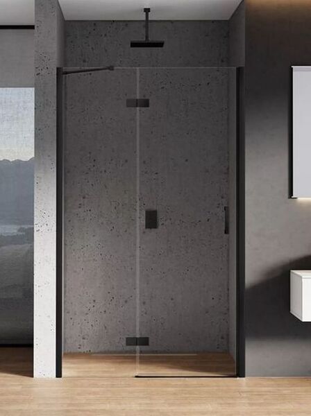 new trendy new renoma black drzwi prysznicowe wnękowe lewe. szkło czyste 6mm 120x195 (d-0199a) 