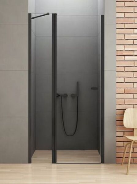 new trendy new soleo black drzwi prysznicowe wnękowe jednodrzwiowe. szkło czyste 6mm 90x195 (d-0241a) 
