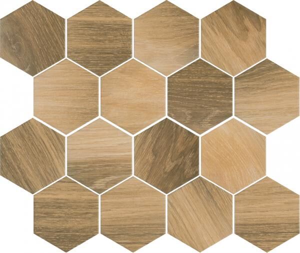paradyż classica uniwersalna mozaika wood natural mix heksagon mat 22x25.5 
