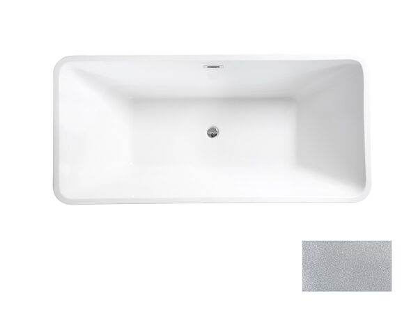 besco evita glam 160 srebrna wanna wolnostojąca + maskownice chrom 160x80 (wa-160-esr) 