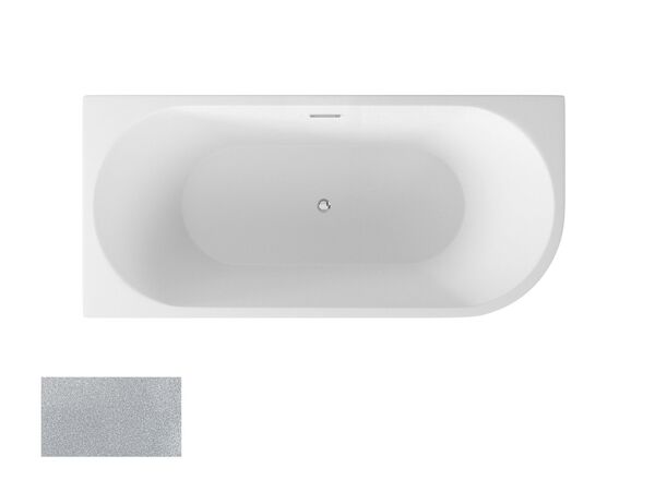 besco zoya glam 150 l srebrna wanna wolnostojąca lewa + maskownice grafitowe 150x75 (wa-150-zlsg) 