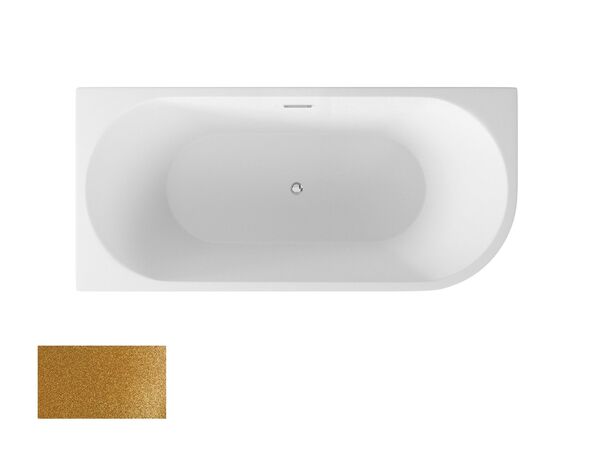 besco zoya glam 150 l złota wanna wolnostojąca lewa + maskownice białe 150x75 (wa-150-zlzb) 