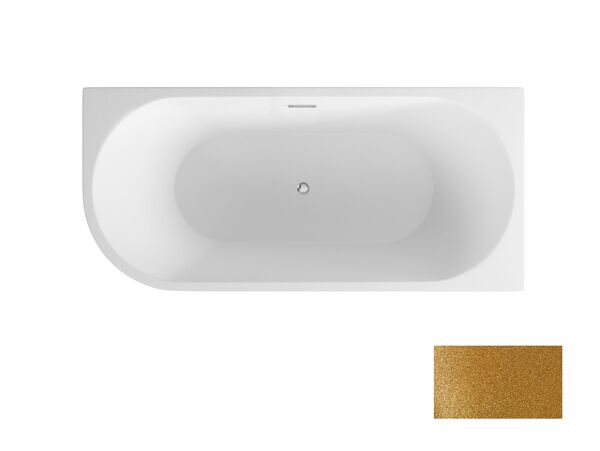 besco zoya glam 150 p złota wanna wolnostojąca prawa + maskownice białe 150x75 (wa-150-zpzb) 
