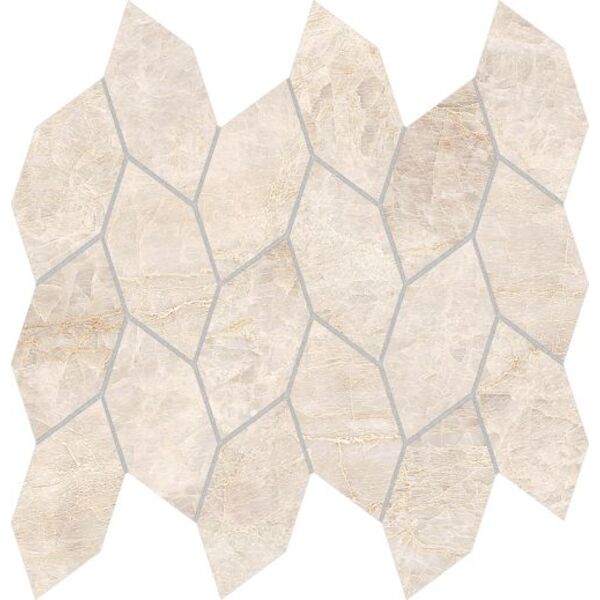 azteca perla venata lux leaf crema lappato mozaika lappato gres rektyfikowany 29.49x28.39 płytki mozaika imitujące kamień heksagonalne do łazienki beżowe rektyfikowane