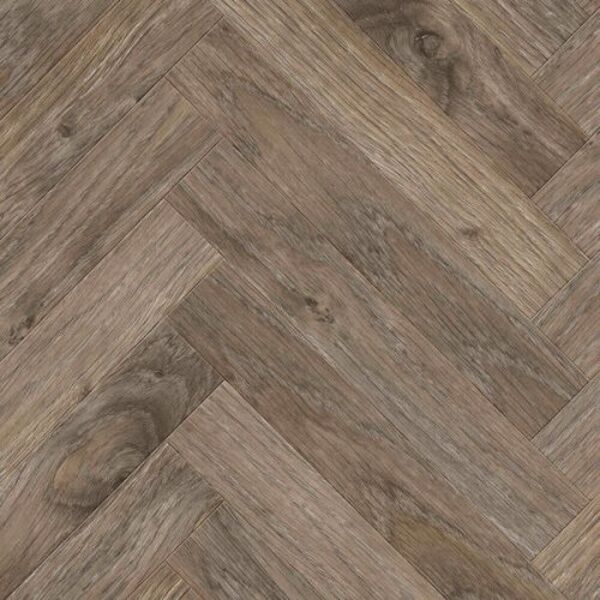 Panele laminowane Java Brown 62002718 w jodełkę o ciepłym brązowym odcieniu z szarymi tonami