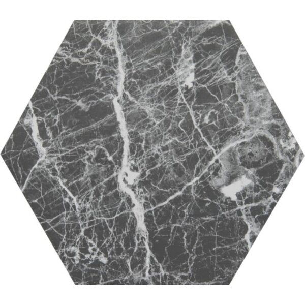 zdjęcie decus marmol marquina hexagono gres 14x16.3 