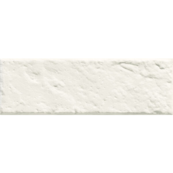 Biała płytka ścienna All In White 6 STR 7,8x23,7 z matową, nierówną powierzchnią 3D