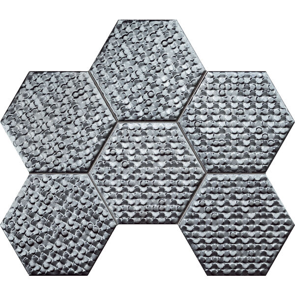 Duża heksagonalna mozaika Terraform 1 w metalicznej szarości z błyszczącym wykończeniem