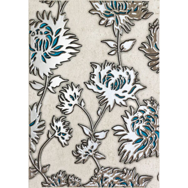 domino gris flower turkus dekor 25x36 