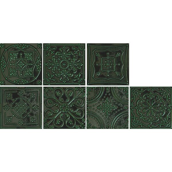 Mała dekoracyjna płytka Tinta Green o wymiarach 14,8x14,8 cm w ciemnozielonym kolorze