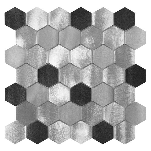 dunin allumi grey hexagon mix 48 mozaika metalowa 30x30 płytki mozaika kwadratowe do łazienki satynowe