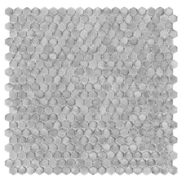 dunin allumi silver hexagon 14 mozaika metalowa 30x30 płytki glazura heksagonalne do łazienki satynowe