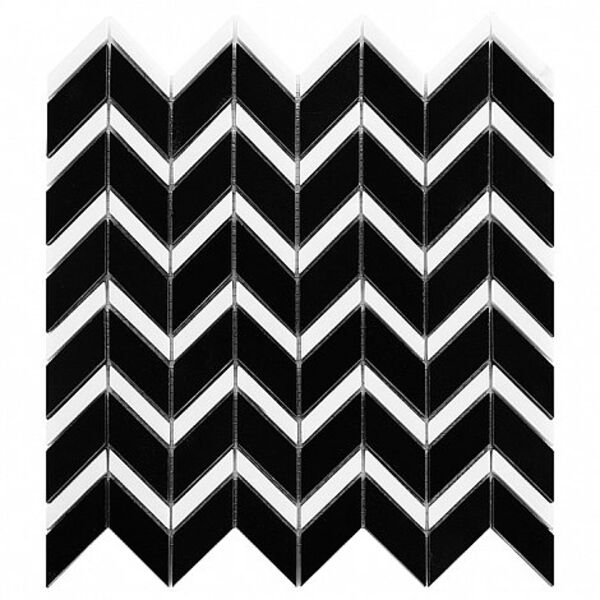 dunin black&white pure black chevron mix mozaika kamienna  30.5x31 płytki do salonu 30x30 jodełka mrozoodporne