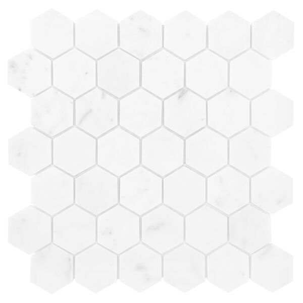 dunin carrara white hexagon 48 mozaika kamienna 29.8x30.2 płytki mozaika heksagonalne do kuchni błyszczące