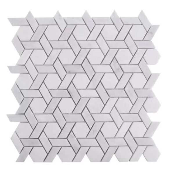 dunin carrara white armor mozaika kamienna 29x30 płytki mozaika prostokątne do łazienki błyszczące geometryczne o grubości 10 mm